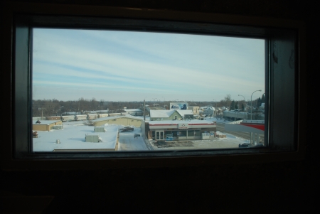 View from McNair's jail cell in Minot. His window looked out on the convenience store where he had worked. Photo taken in December 2010.