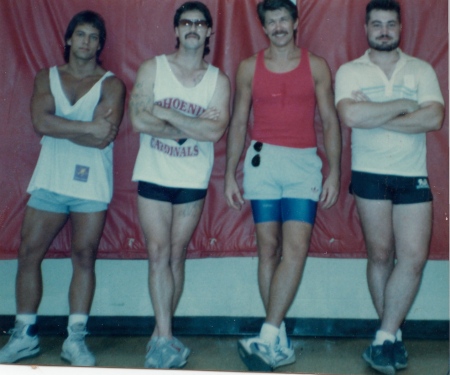 McNair, second from the right, with cons at the State Penitentiary in Bismarck, ND. Early 90s.