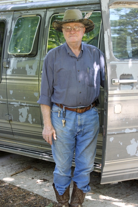 Reverend James Holbrook of Winnfield, Louisiana alongside his GMC van, which McNair stole in April 2006 within days of his escape from United States Penitentiary Pollock.
